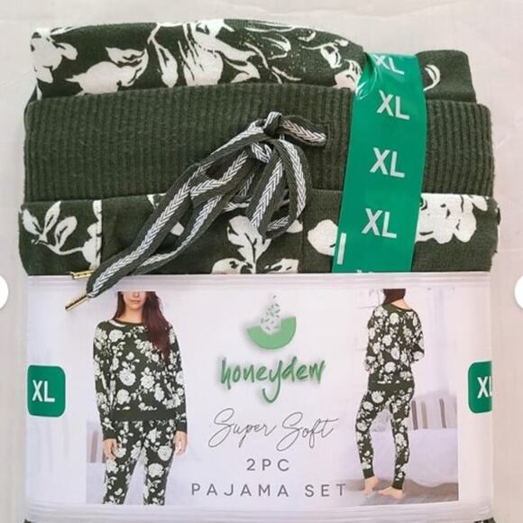 *Honeydew Womens 2-Piece Super Soft Pajama Set Olive Floral - SMALL - Picture 3 of 3